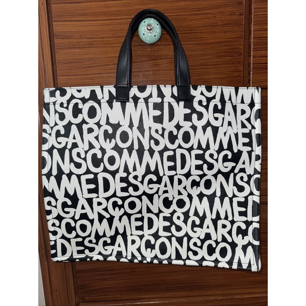 Comme Des Garçons Bag Black And White Logo Shopping Bag Clean Street Style